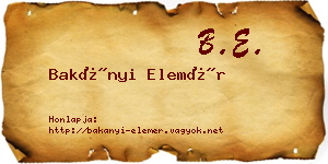 Bakányi Elemér névjegykártya